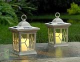 Outdoor Living : 2 Solar lantern candles, cream, garden lights