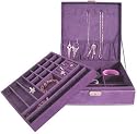 Lint Jewelry Box / Jewelry Organizer, Two-layer, 10" x 10" x 3" - Purple, Gift Idea