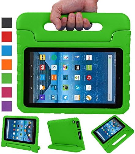 Fire 7 case,Fire 7 kids Case,Angel Center - Kids Shock Proof Convertible Handle Stand Light Weight Super Protective Stand Cover for Amazon Fire Tablet (7 inch Display, 2015 Release Only) (Green)