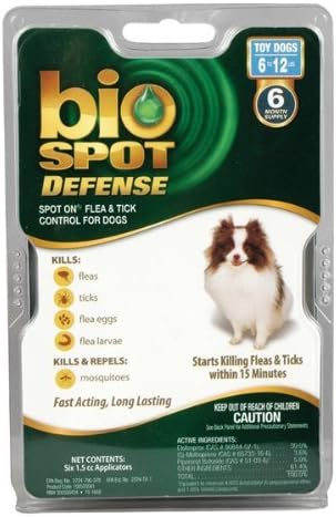 Bio Spot Defense Spot on Flea and Tick Dogs 6-12-Pound, 6-Month Supply