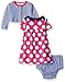 Gerber Baby Three-Piece Cardigan, Dress and Diaper Cover Set, Dots, 3-6 Months