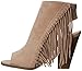 Rampage Women's Lauryn Fringe Peep Toe Open Back Heeled Ankle Boho Bootie