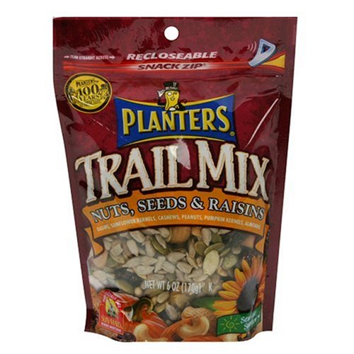 Planters Trail Mix, Nuts, Seeds, Raisin, 6-Ounce Bags (Pack of 12)