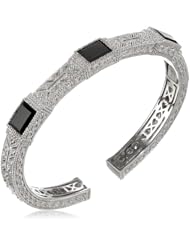 Judith Ripka "Estate" Rectangular Stone Black Cuff Bracelet, 2.5"