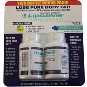 Lipozene Maximum Strength Fat Loss Supplement, 60 Capsules, 1500mg (Pack of 2)