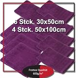 Handtuch-Set / Handtuch / Gästehandtuch / Frottee 10-tlg. Farbe lila, 4 Stck. Handtücher 50x100, 6 Stck. Gästetücher 30x50, Handtuchset 