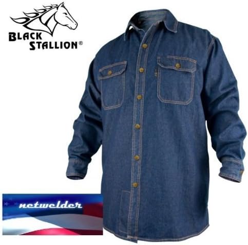 REVCO BLACK STALLION FR FLAME RESISTANT DENIM WORK SHIRT - FS8-DNM LARGE by Revco Industries