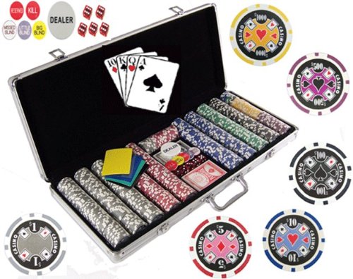 650 11.5 Gram Dual Pattern Clay Composite Gambling Poker Chip Chipset with Gaming Accessories.