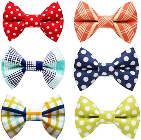 Business Cat Bow Tie - 2 Piece Set with Breakaway Collar (Variety Set of 6 Cat Bow Ties)