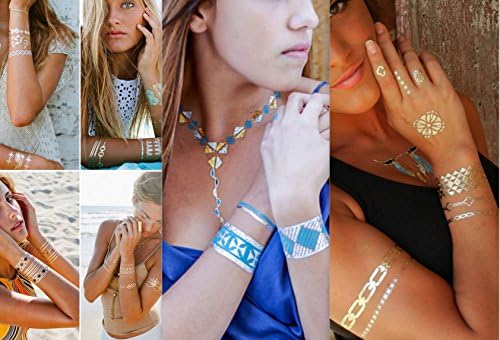 Tattoo Mania Designs® Mega 5 Pack Luxury Blue High Quality Temporary Metallic Flash Tattoo