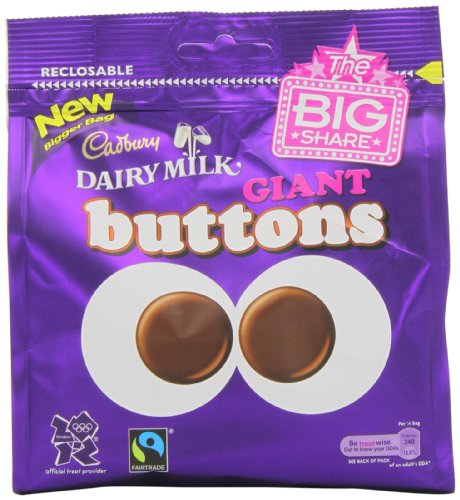 Cadbury Milk Chocolate Giant Buttons Sharing Bag 275 g (Pack of 5) Cadbury Milk Chocolate Giant Buttons Sharing Bag 275 g (Pack of 5) picture