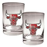 NBA Chicago Bulls Two Piece Rocks Glass Set - Primary Logo