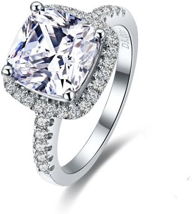 Luxury Quality 3 Carat Cushion Cut Simulated Diamond Rings for Women ,Nscd Synthetic Diamond!,halo Wedding Enagement Ring