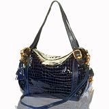 Marino Orlandi Italian Designer Patent Croc Oversized Satchel Handbag