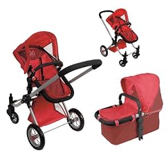 Coloma 21707 - Puppenwagen Urban Red, 3 in 1, rot und grau