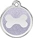 Red Dingo Stainless Steel & Glitter Enamel Bone Dog ID Tag (Silver, Medium)