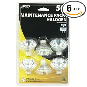 Feit Electric BPEXN MP 6 50-Watt MR16 Halogen Flood Light with Bi-Pin Base, 6 Pack by Feit Electric