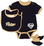 MLB Boys' San Diego Padres Onesie Bib & Bootie (Navy, 6-9 Months)