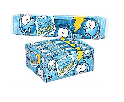 American Licorice Sour Punch Straws, Blue Raspberry, 2-Ounce Boxes (Pack of 24)