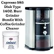 Capresso 585 Disk Type 14OZ. Burr Grinder Bundle With Coffee Grinder Cleaner