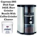 Capresso 585 Disk Type 14OZ. Burr Grinder Bundle With Coffee Grinder Cleaner