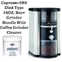 Capresso 585 Disk Type 14OZ. Burr Grinder Outfit With Coffee Grinder Cleaner