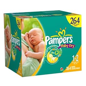 Pampers Baby Dry Diapers, Size 1-2, 264 Count