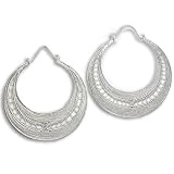 Sterling Silver Filigree Hoop Earrings by Sajen