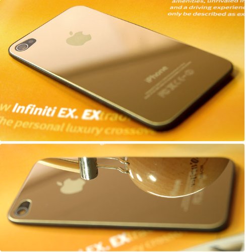 ATT Iphone 4 Back Cover Housing, Gold Mirror Metal Battery Door, Replacement back housing with interior Frame and free CROSS screwdriver (Email us with your Order ID Number for Star shape Screwdriver) - kkintrade A13-KKINTRADE