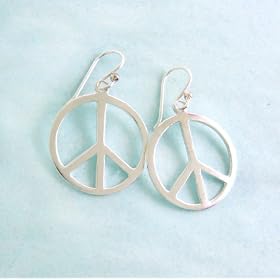Click here to buy Large Sterling Silver Peace Sign Earrings by Sosi B..