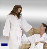Navy Blue Waffle Weave Spa Bathrobe With Shawl Collar, Full Length 50 Inches - Unisex Desgin