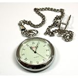 BOXX Silver Open Roman Pocket Watch 12 Chain M5095