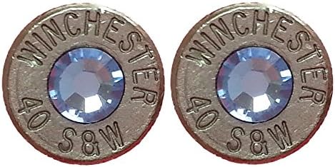 .40 S&W Bullet Earrings with Swarovski Blue Crystal. Brand New!