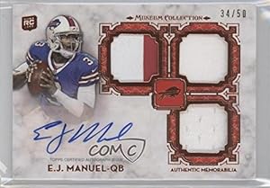 EJ Manuel #34/50 Buffalo Bills (Football Card) 2013 Topps Museum Collection Signature Swatches Triple Relic Copper #SSTRA-EJM