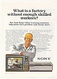 1979 Sony Videocassette Factory Worker Training Sys Print Ad