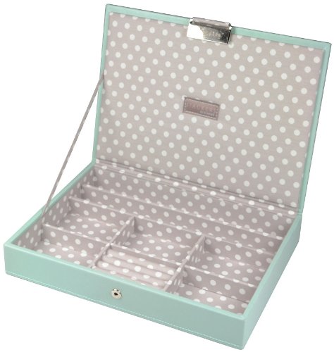 Cheap Stackers Stacking Jewelry Box Top Tray with Lid – Pale Blue with Polka Dot Color Soft Lined Interior Guides