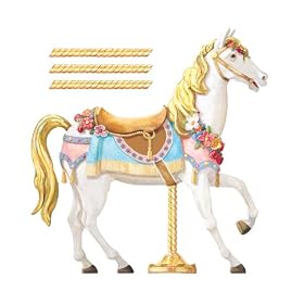York Wallcoverings York Kids IV JV6280M Carousel Horse Mural, White/Gold