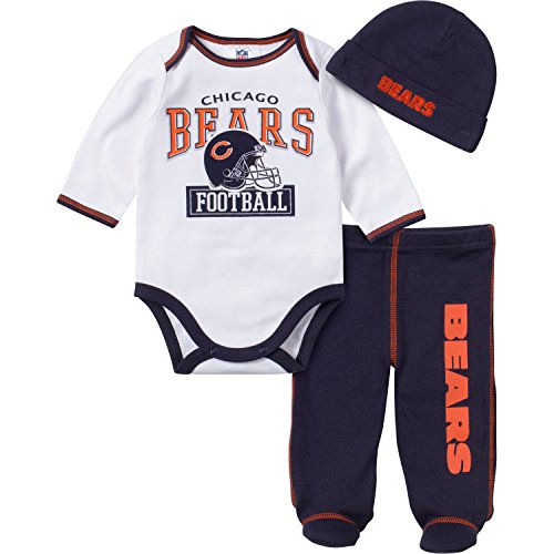NFL Chicago Bears Baby Boy Bodysuit, Footed Pant & Cap