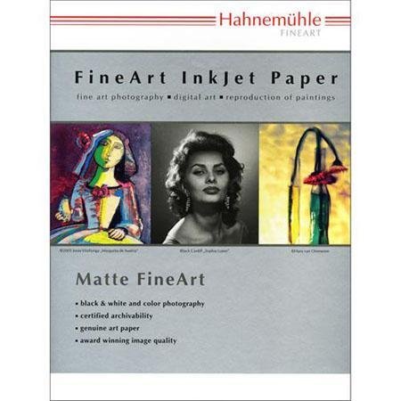 Hahnemuhle Matte Photo Rag, 310 gsm 100 % Rag, Smooth, Extra Bright White Inkjet Paper, 13x19