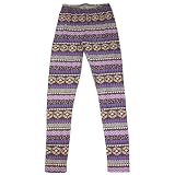 (ヘルスニット)Healthknit エスニックパターンレギンス 男女兼用 HKT3017  パープル L