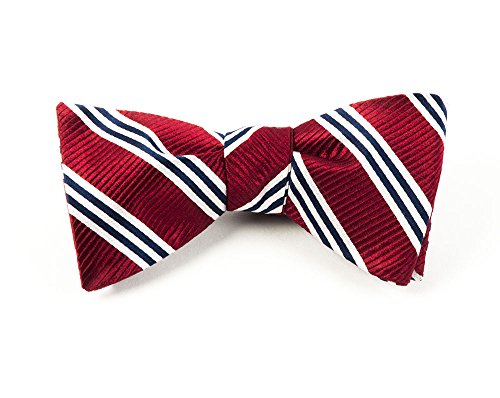 100% Woven Silk Burgundy Stripe Self-Tie Bow Tie