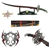 Dragon Scrimitar Sword with Wooden Stand - 33.5 inches