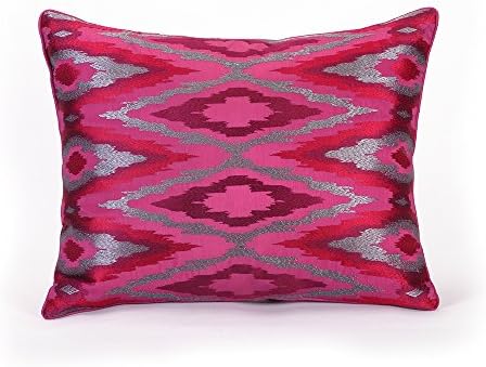 Nanette Lepore Villa Rich Ikat Dec Pillow, 14 x 18-Inch, Maroon