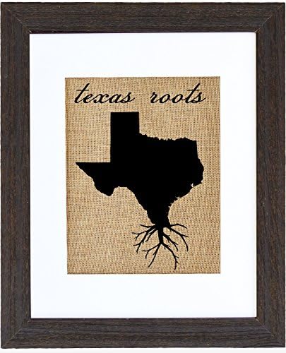 Texas Roots Burlap Wall Art Decor Driftwood 11x14 (8x10 art)