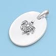 Sterling Silver Oval Pendant - Sea Turtle - 20mm Height