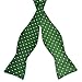 PenSee Mens Self Bow Tie Green and White Polka Dot Silk Bow Ties