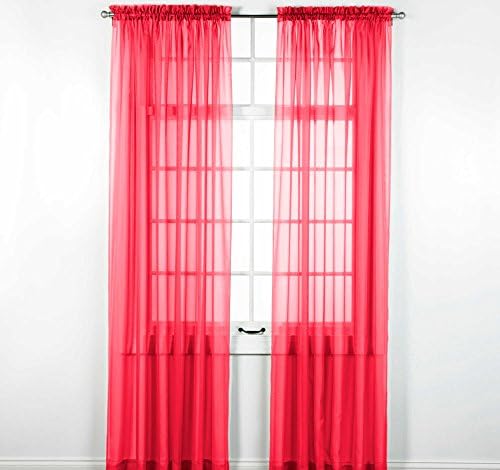 Blackpeel 8 Pc Window Sheer Panel/drape/treatment/curtain 95" Long Fully Stitched with Rod Pocket in Red