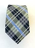 100% Silk Woven Green Plaid Skinny Tie
