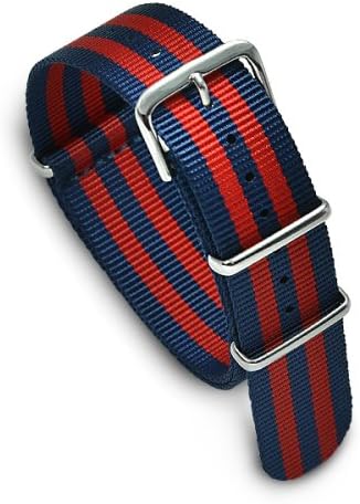 20mm Premium Nylon Military Watchband Watch Strap Red/Blue