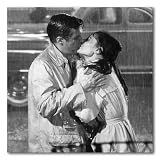 Audrey Hepburn B&W Box Canvas Print - Gallery Wrapped - (12x12 Inches - Kissing in the rain)